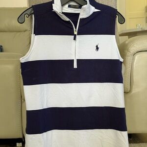 Brand New Polo Ralph Lauren Golf Sleeveless Shirt Navy and White Striped